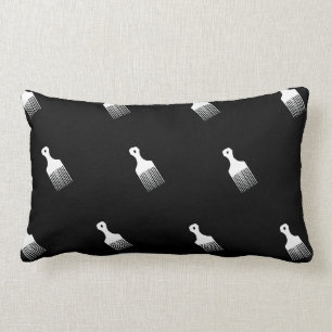 Coussin Rectangle Carreau Afro noir et blanc de peigne