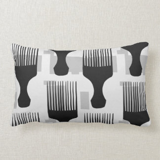 Coussin Rectangle Carreau Afro noir et gris de peigne