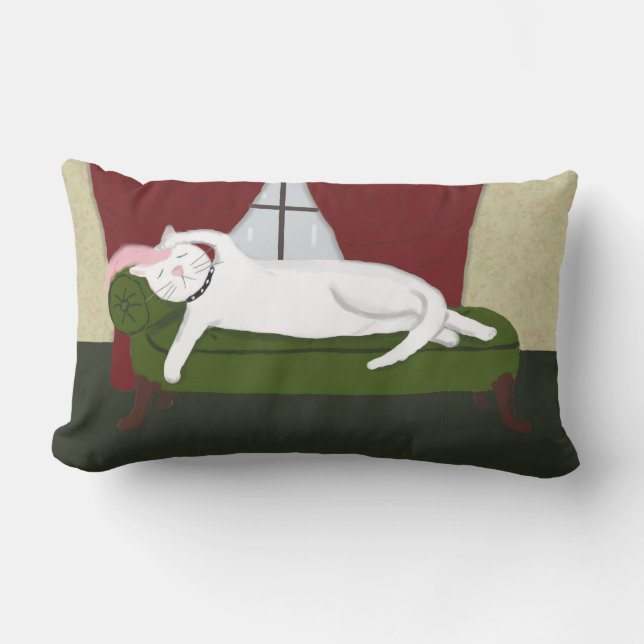 Coussin Rectangle Carreau avec l'illustration blanche de Kitty de (Recto)