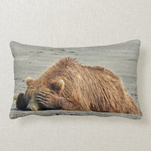 Coussin Rectangle Carreau avec l'ours gris de sommeil