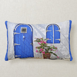 Coussin Rectangle Carreau bleu de maison de stuc de porte