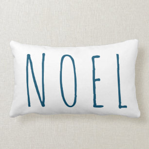 Coussin Rectangle Carreau bleu de Noel de Noël blanc