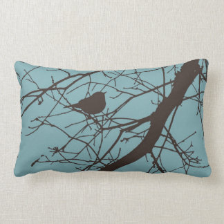 Coussin Rectangle Carreau bleu et Brown de fauvette d'hiver