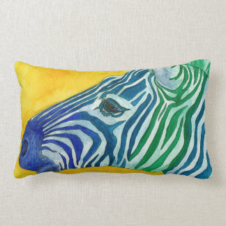 Coussin Rectangle Carreau bleu et vert de zèbre