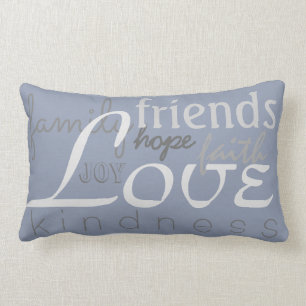 Coussin Rectangle Carreau bleu gris de famille de foi d'amour