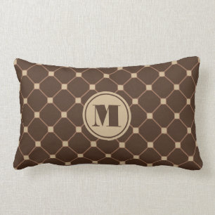 Coussin Rectangle Carreau Brown et bronzage de réversible de diaman