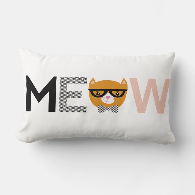 Coussin Rectangle Carreau de chat de Meow (Recto)