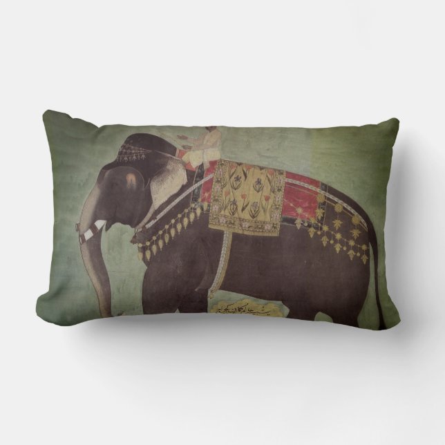 Coussin Rectangle Carreau de Lumbar d'Indien/de vert éléphant de (Recto)