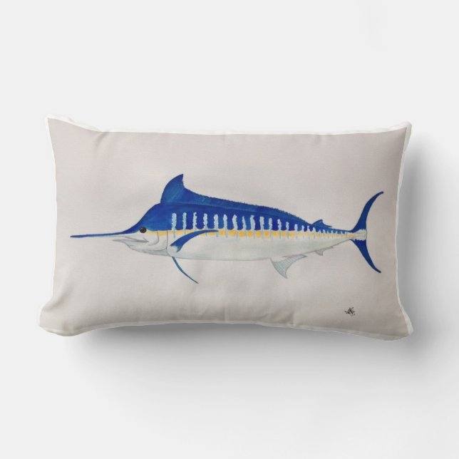 Coussin Rectangle Carreau de Marlin bleu (Recto)