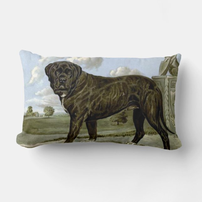Coussin Rectangle Carreau de mastiff de l'anglais noir (Recto)