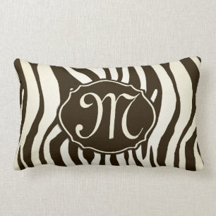 Coussin Rectangle Carreau de monogramme de crème de brun de motif de