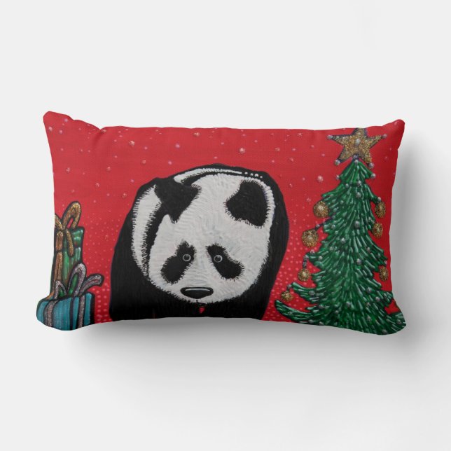 Coussin Rectangle Carreau de Noël de panda (Recto)