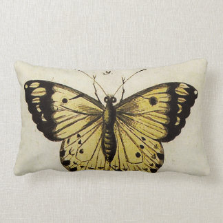 Coussin Rectangle Carreau de papillon dans le citron et le noir