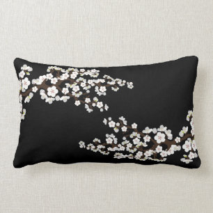 Coussin Rectangle Carreau de Sakura de fleurs de cerisier (noir)
