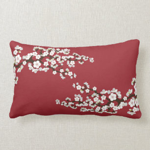 Coussin Rectangle Carreau de Sakura de fleurs de cerisier (rouge)