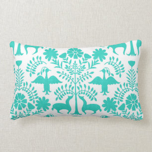 Coussin Rectangle Carreau d'impression d'Otomi, blanc et en bon état