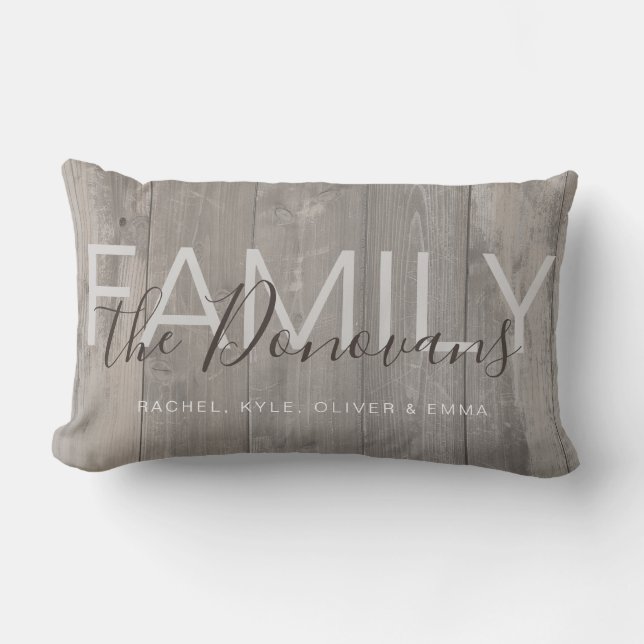 Coussin Rectangle Carreau en bois rustique de famille (Recto)