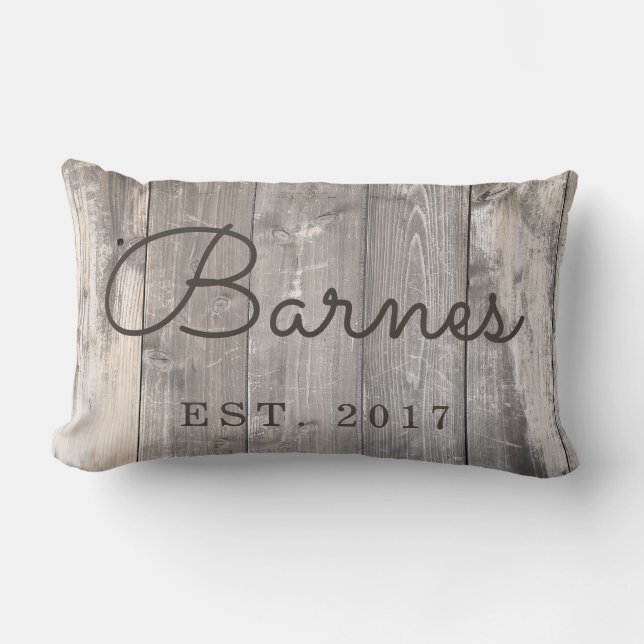 Coussin Rectangle Carreau en bois rustique de famille (Recto)