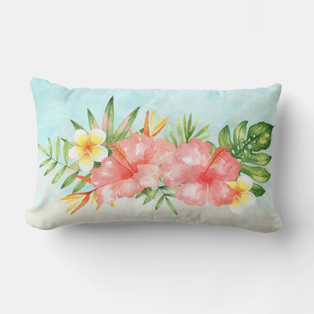 Coussin Rectangle Carreau floral hawaïen tropical (Recto)