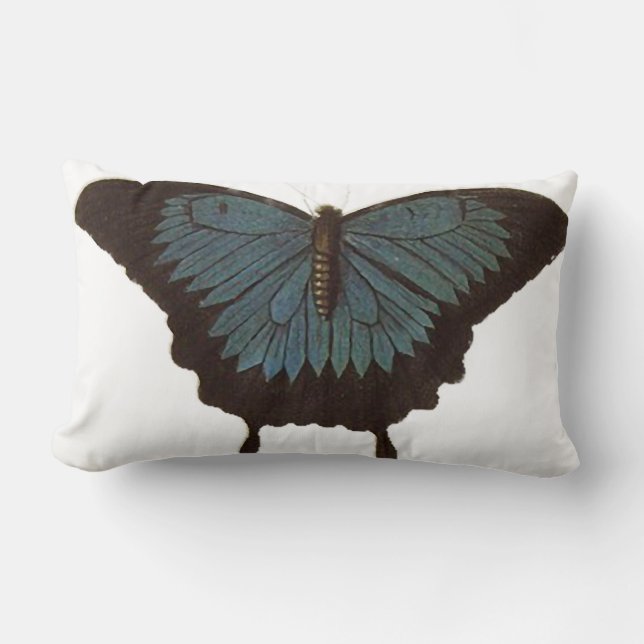 Coussin Rectangle Carreau lombaire de papillon dans le bleu et le (Recto)
