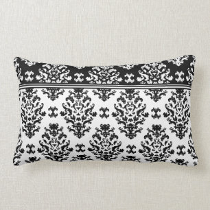 Coussin Rectangle Carreau noir et blanc de damassé