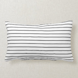 Coussin Rectangle Carreau noir et blanc moderne de Lumbar de rayures