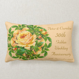Coussin Rectangle Carreau rose d'anniversaire de mariage d'or