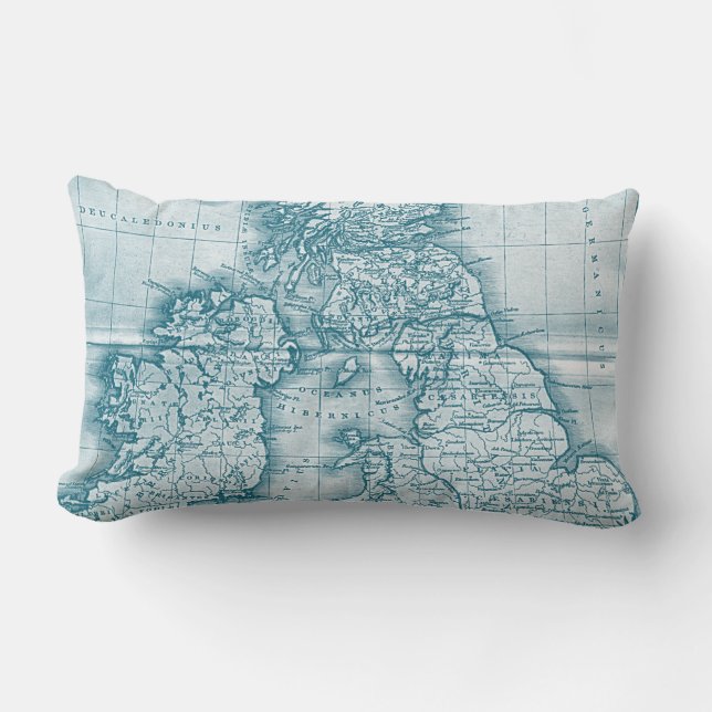 Coussin Rectangle Carreau turquoise de carte d'antiquité de Vieux (Recto)