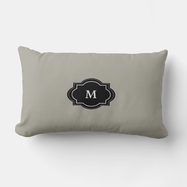 Coussin Rectangle Carreau vert gris rustique moderne de monogramme (Recto)