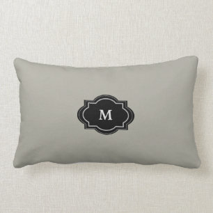 Coussin Rectangle Carreau vert gris rustique moderne de monogramme