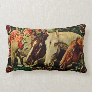 Coussin Rectangle Carreau vintage de chevaux