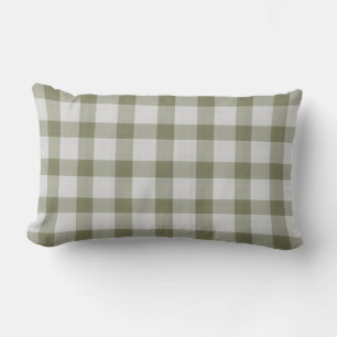 Coussin Rectangle Carreaux Gingham Vert Olive Haze