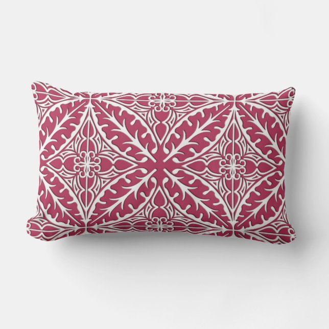 Coussin Rectangle Carreaux marocains - magenta et blanc (Recto)