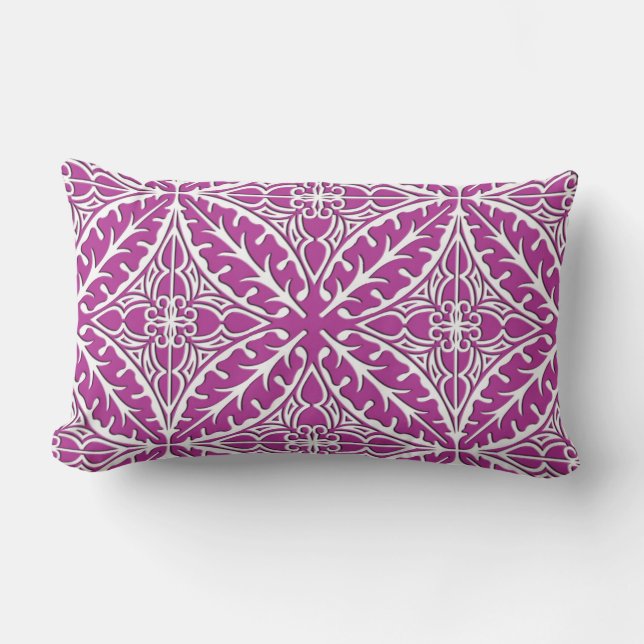 Coussin Rectangle Carreaux marocains - orchidée et blanc (Recto)
