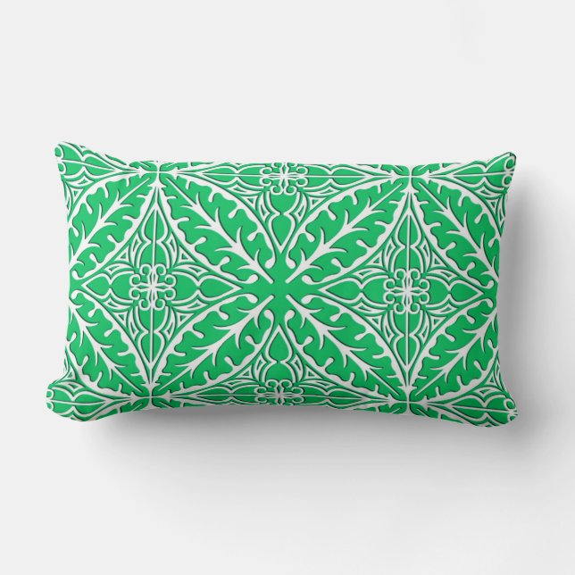 Coussin Rectangle Carreaux marocains - vert jade et blanc (Recto)