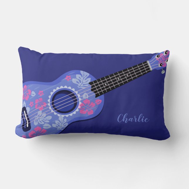 Coussin Rectangle Carreaux nommés faits sur commande d'ukulélé (Recto)