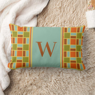 Coussin Rectangle Carreaux Rétro Monogramme