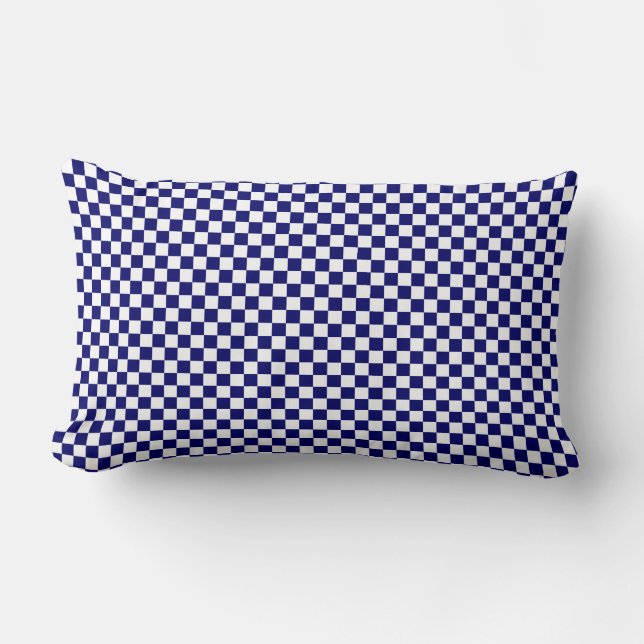 Coussin Rectangle Carrés à damier bleu marine et blanc (Recto)