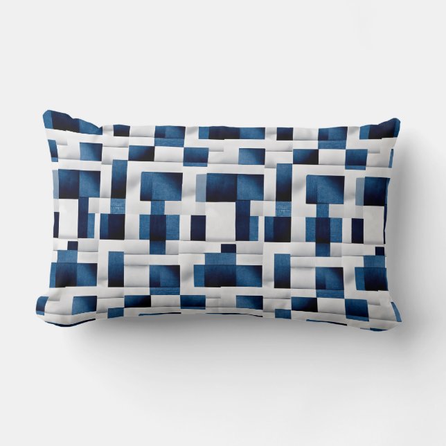 Coussin Rectangle Carrés bleu moderne Motif répétitif (Recto)