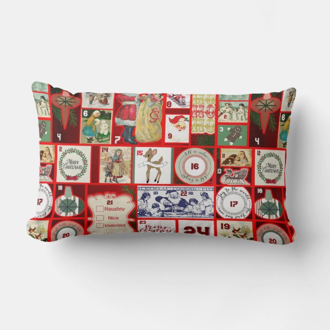 Coussin Rectangle Carrés de l'illustration de Noël (Recto)