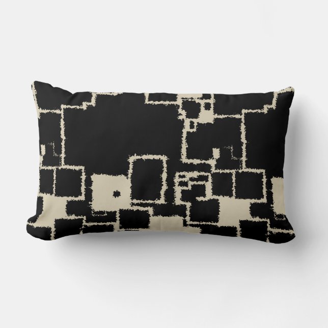 Coussin Rectangle Carrés vintages en noir et blanc (Recto)