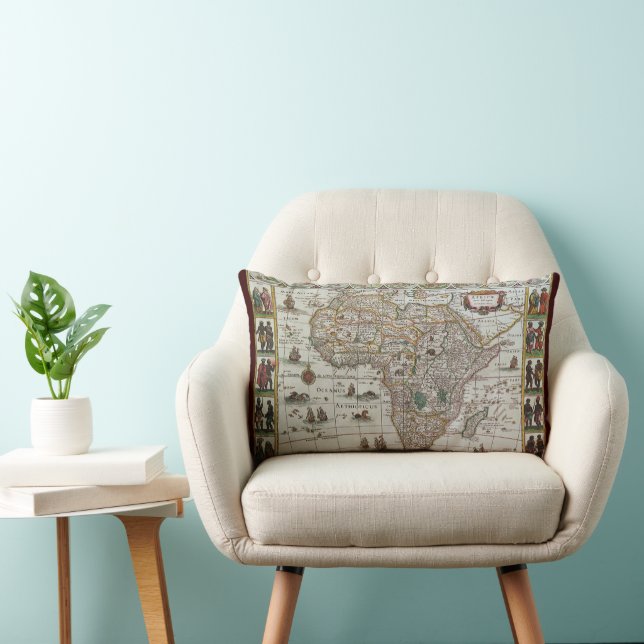 Coussin Rectangle Carte ancienne du monde de l'Afrique par Blaeu, ve (Chaise)