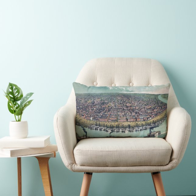 Coussin Rectangle Carte Ancienne Saint-Louis Missouri Fleuve Mississ (Chaise)