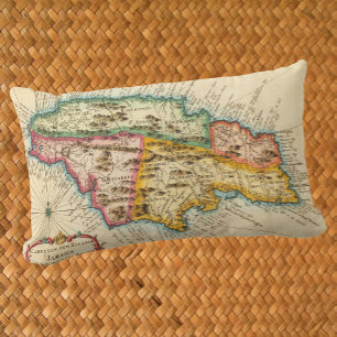 Coussin Rectangle Carte antique de Jamaïque 1758