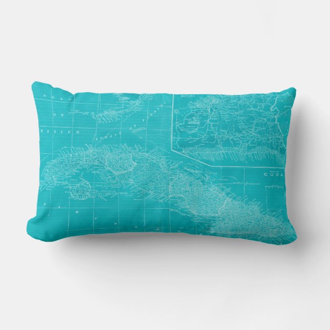 Coussin Rectangle Carte Blue Cuba (Recto)