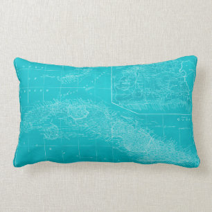 Coussin Rectangle Carte Blue Cuba