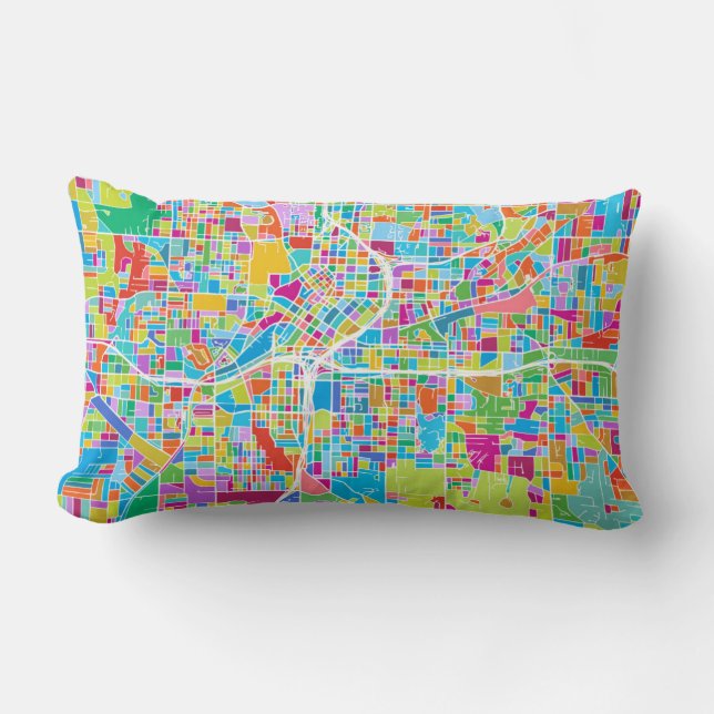 Coussin Rectangle Carte colorée d'Atlanta (Recto)