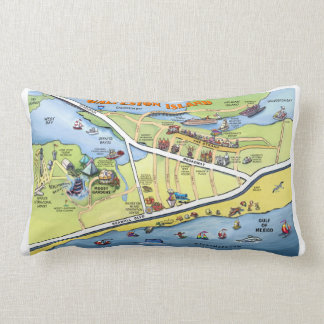 Coussin Rectangle Carte de bande dessinée d'île de Galveston