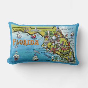 Coussin Rectangle Carte de Floride en bandes dessinées
