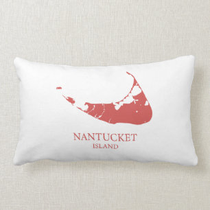 Coussin Rectangle Carte de l'île de Nantucket Nantucket rouge Coussi